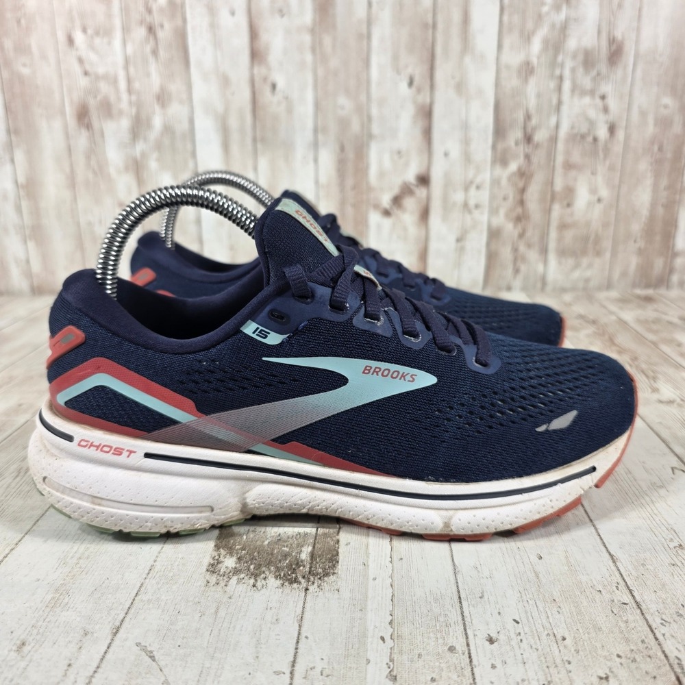 Brooks Ghost 15 Mens Running Shoes Navy Blue Red 1203801B420 Size 7.5